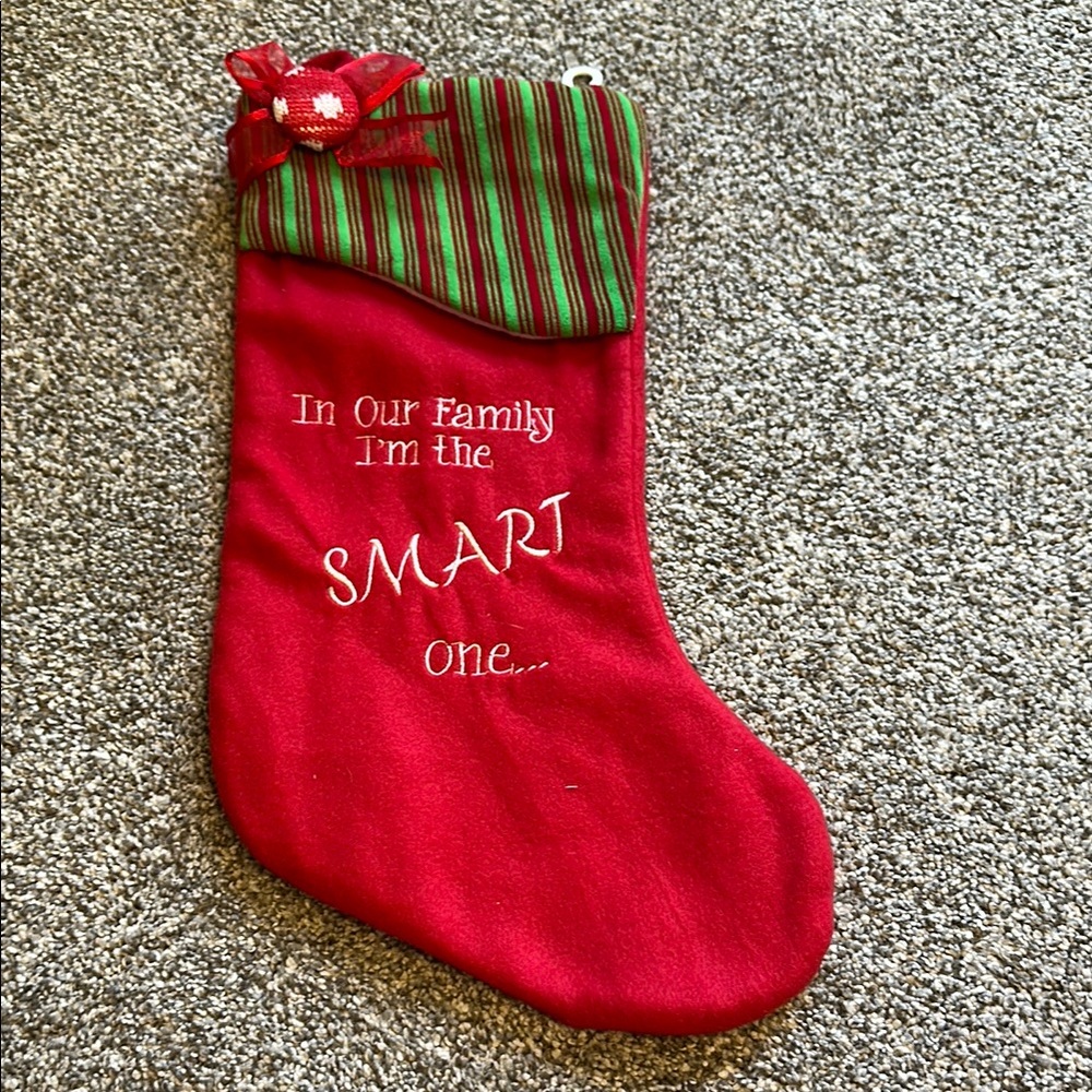 Red Christmas Stocking with Striped Cuff